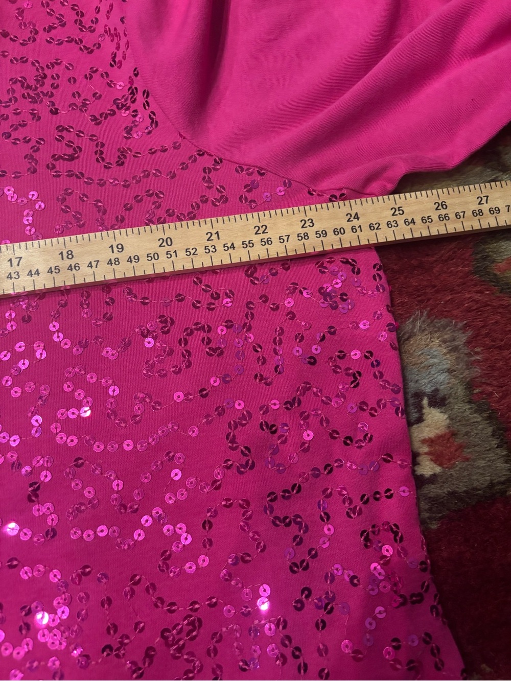 Quacker Factory Hot Pink Sequin V-Neck Pullover - Picture 4 of 5